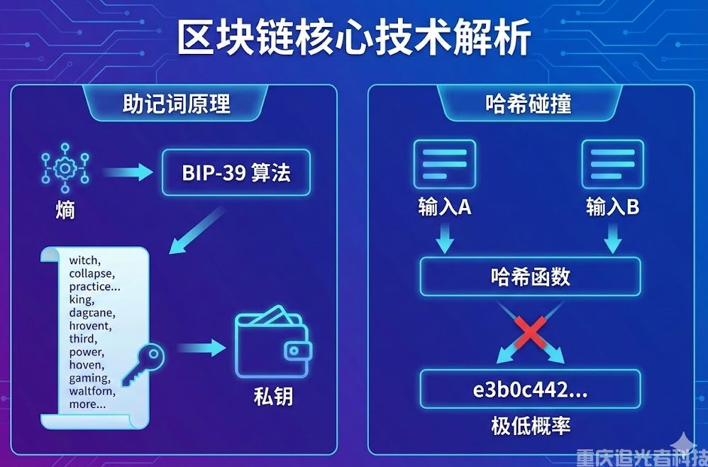 深入解析區塊鏈安全：助記詞原理與哈希碰撞技術全揭秘